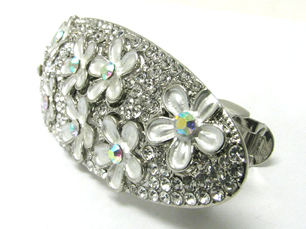 Crystal stud flower deco oval hair pin