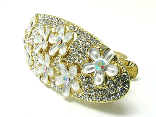 Crystal stud flower deco oval hair pin