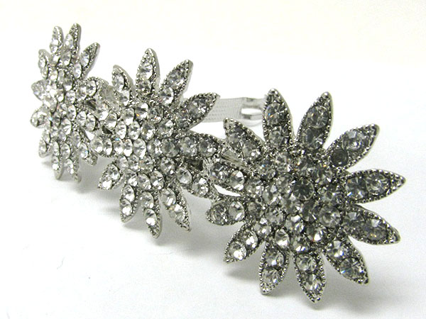 Crystal stud three flower hair pin