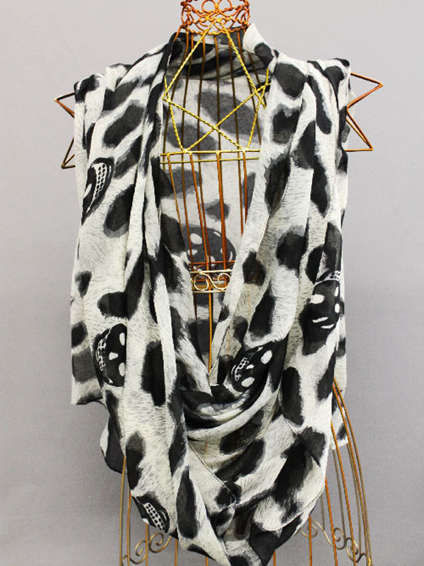 Skull and animal print scarf