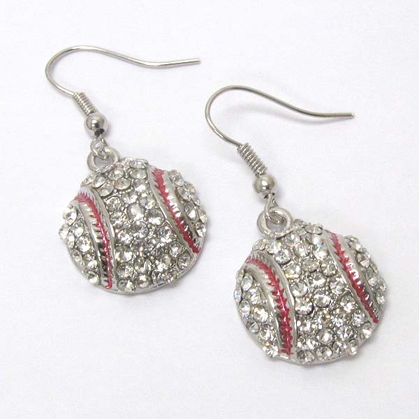 Crystal stud baseball earring