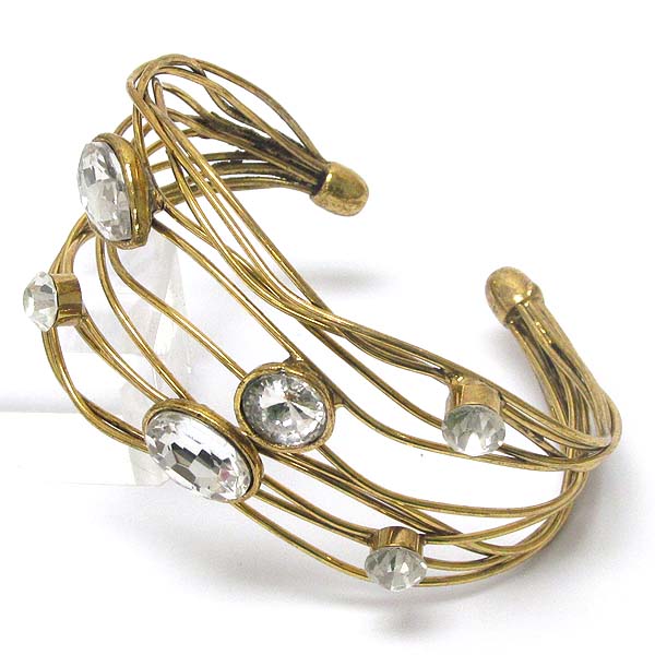 Crystal deco wire art bangle bracelet