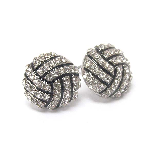 Crystal deco volleyball stud earring