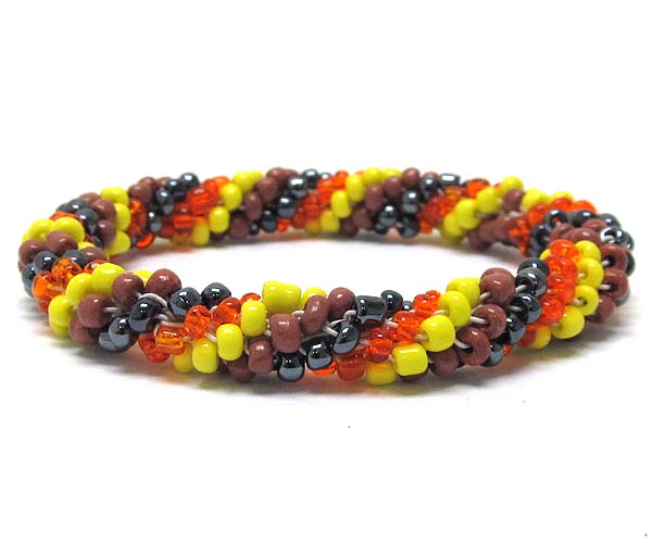 Multi ethnic seed beads nepal stretch bracelet