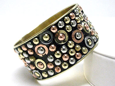 Tri tone metal stud bangle