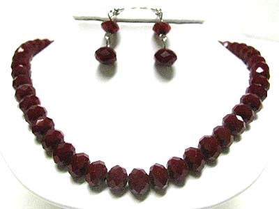 Facet glass beads link necklace earring set