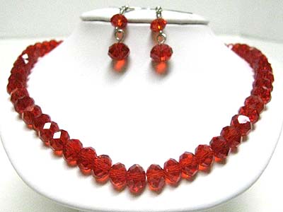 Facet glass beads link necklace earring set