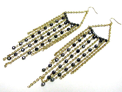 Metallic small ball and tassel drop earirng