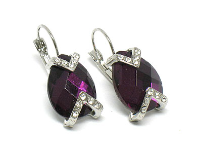 Tear drop glass and crystal deco earring