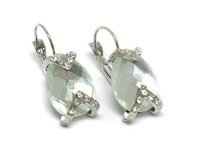 Tear drop glass and crystal deco earring