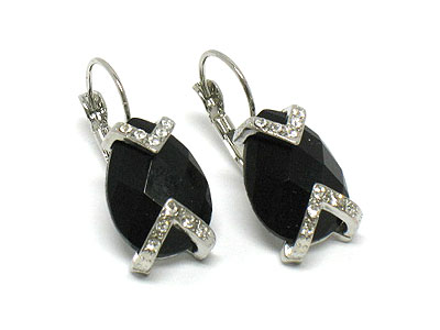 Tear drop glass and crystal deco earring