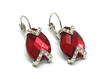 Tear drop glass and crystal deco earring