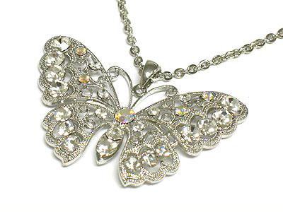 Big crystal butterfly necklace