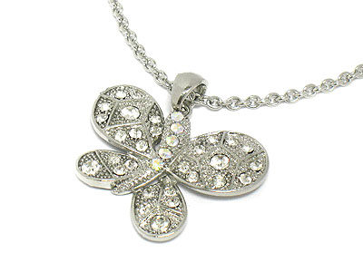 Crystal oblique butterfly necklace