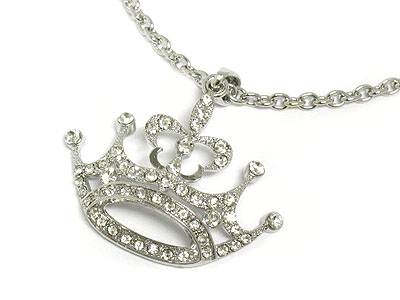 Designer style crystal crown necklace