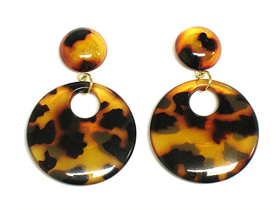 Animal print acrylic disk drop earring