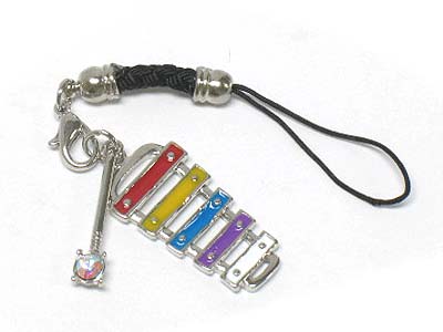 Multi color xylophone charm cellphone strap