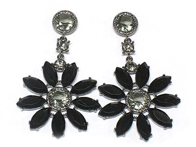 Crystal flower drop earring