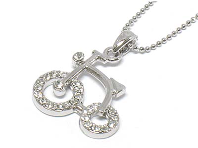 Made in korea whitegold plating crystal bicycle necklace