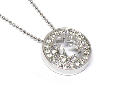 Made in korea whitegold plating girl cut crystal round pendant necklace