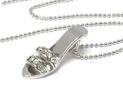 Made in korea whitegold plating crystal high heel necklace