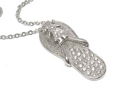 Made in korea whitegold plating large crystal flip flot pendant necklace