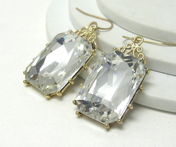 Large facet glass earring