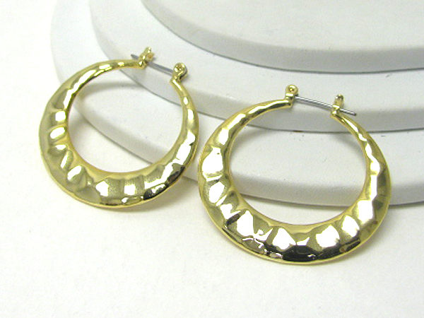 Hammered metal hoop earring - hoops