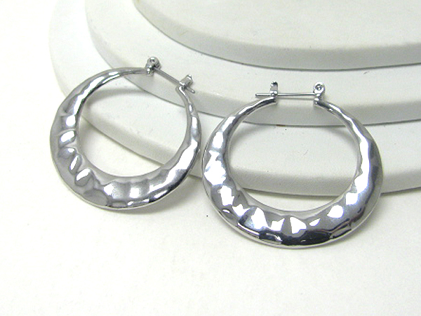 Hammered metal hoop earring - hoops