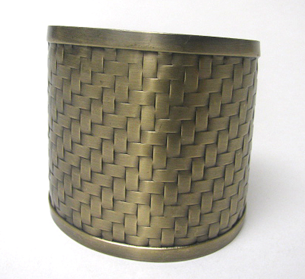 Woven textured wide metal bracelet