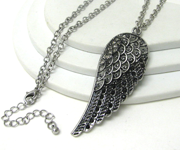 Crystal stud angel wing necklace 