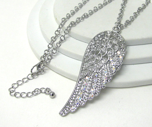 Crystal stud angel wing necklace 