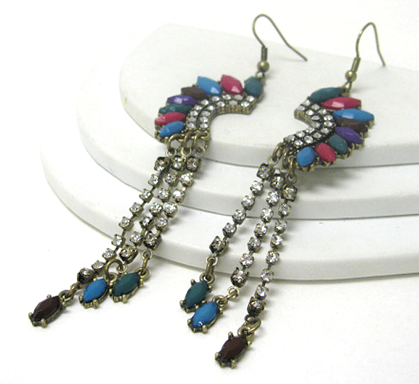 Multi rhinestone drop artistic earring