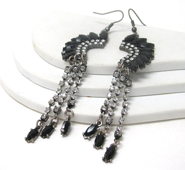 Multi rhinestone drop artistic earring