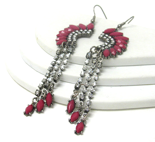 Multi rhinestone drop artistic earring