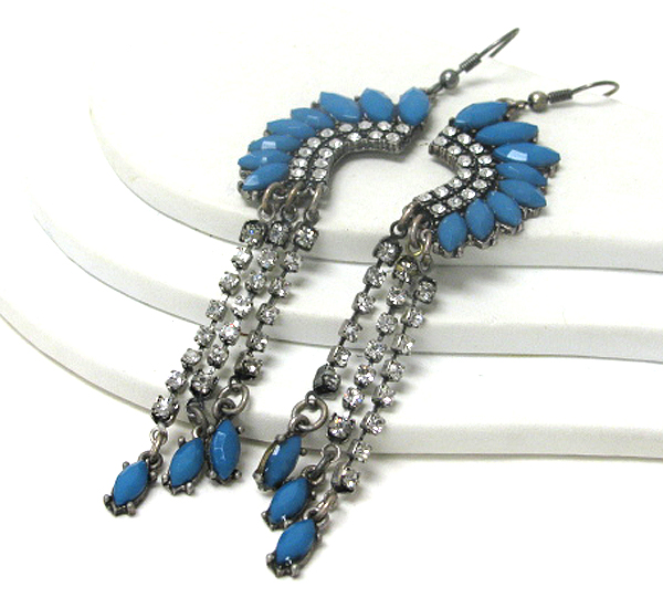 Multi rhinestone drop artistic earring