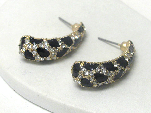 Crystal and epoxy animal pirnt earring