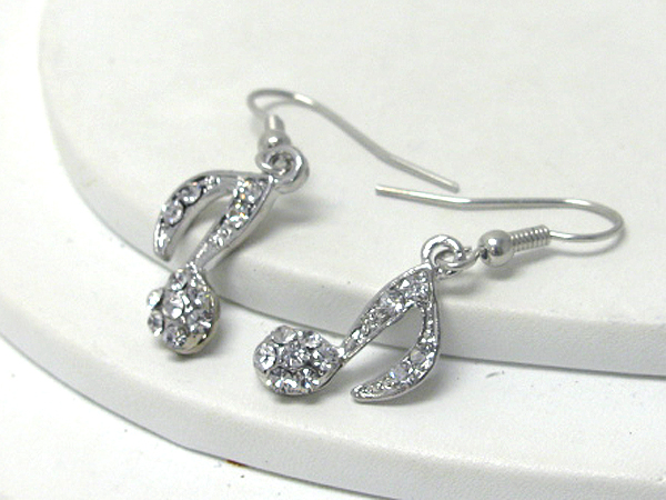 Crystal stud music note earring