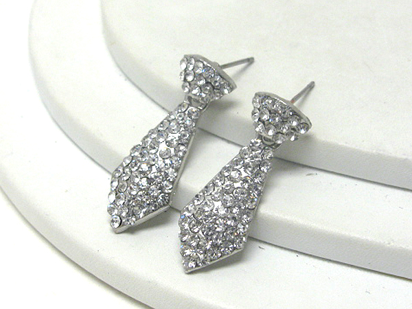 Crystal stud neck tie earring