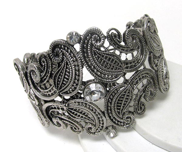 Crystal and metal filigree bracelet