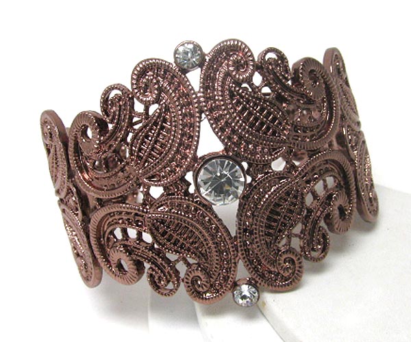 Crystal and metal filigree bracelet