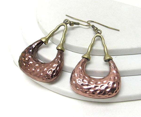 Hammered and liquid metal designer style earring