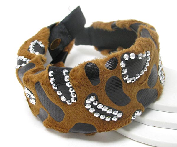 Crystal deco animal print fabric headband