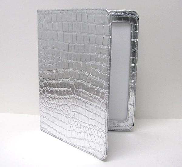 Crocodile pattern leatherette folding tablet pc holder