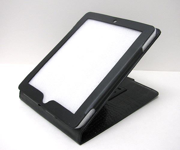 Crocodile pattern leatherette folding tablet pc holder