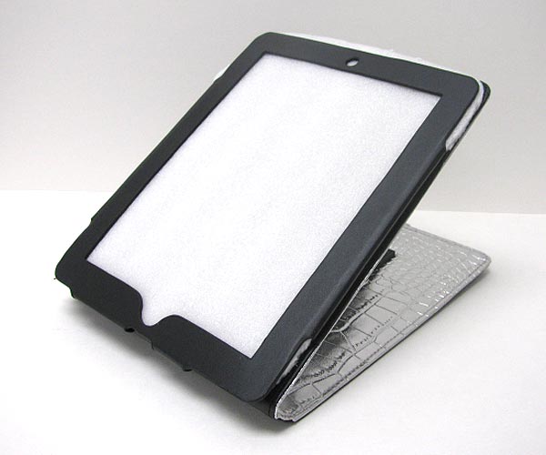 Crocodile pattern leatherette folding tablet pc holder