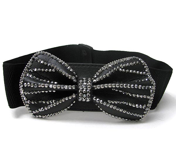 Crystal deco large ribbon stretch belt