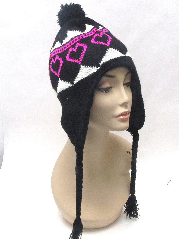 Heart embroider winter beanie