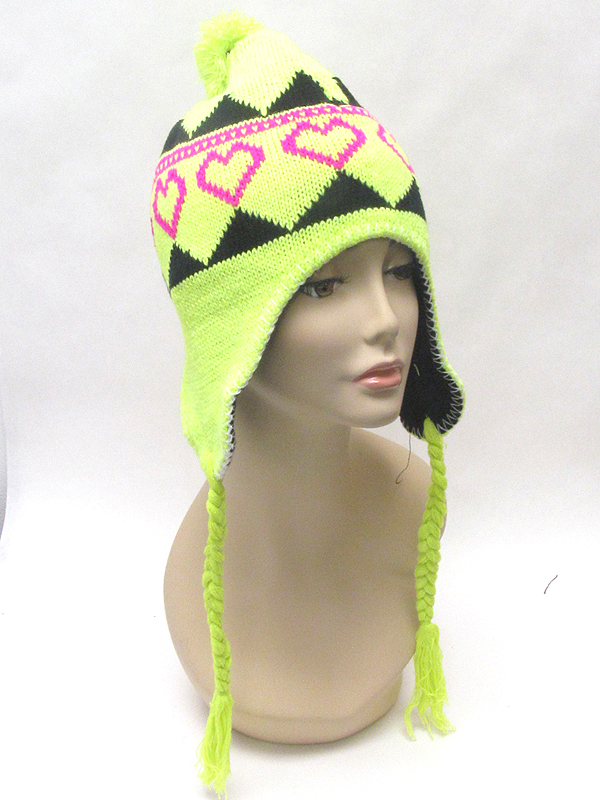 Heart embroider winter beanie