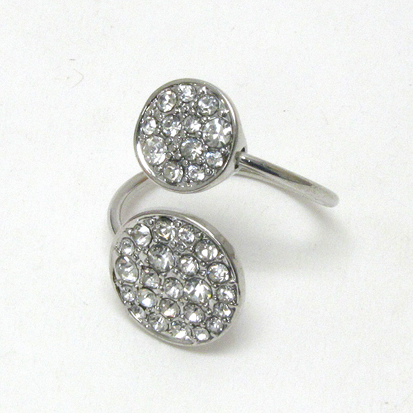 Crystal stud double disk ring